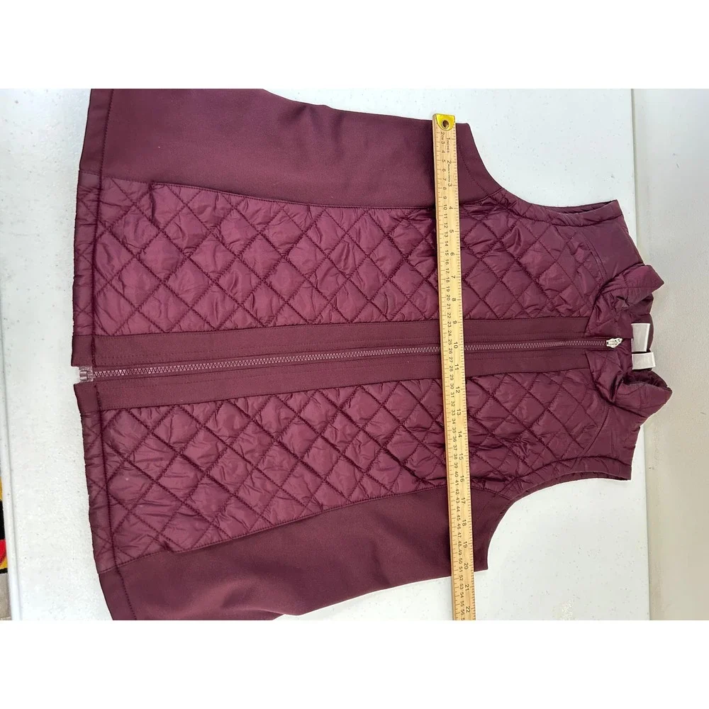Weekends by Chico's Plum Purple Quilted Puffer Vest Mock Neck‎ Size 2 Large